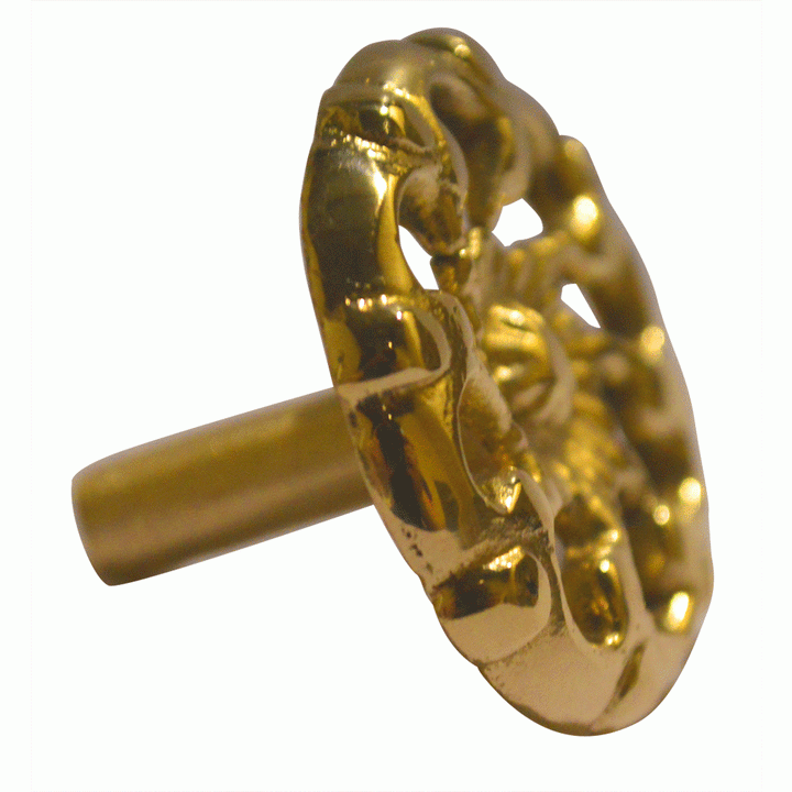 1 1/2 Inch Floral Swirl Round Knob (Polished Brass Finish) COPPER MOUNTAIN HARDWARE