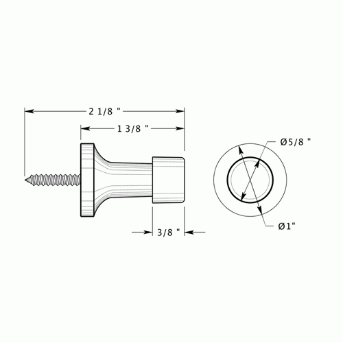 1 1/2 Inch Solid Brass Baseboard Door Bumper Oil Rubbed Bronze Finish DELTANA