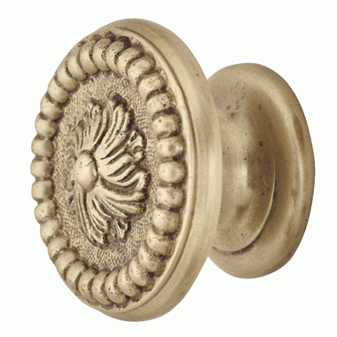 1 1/2 Inch Solid Brass Beaded Cabinet Knob (Antique Brass Finish) COPPER MOUNTAIN HARDWARE