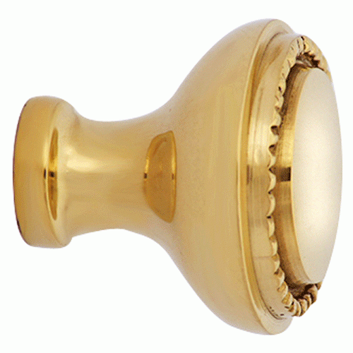 1 1/2 Inch Solid Brass Beaded Round Knob (Lacquered Brass Finish) COPPER MOUNTAIN HARDWARE