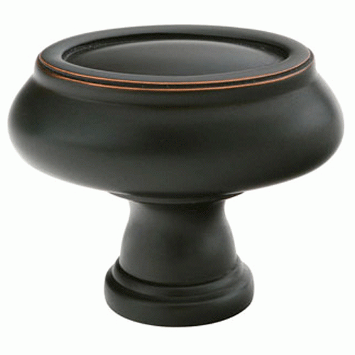 1 1/2 Inch Solid Brass Geometric Oval Cabinet Knob (Oil Rubbed Bronze Finish) EMTEK