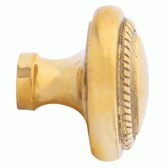 1 1/2 Inch Solid Brass Georgian Roped Egg Shaped Knob (Lacquered Brass Finish) COPPER MOUNTAIN HARDWARE