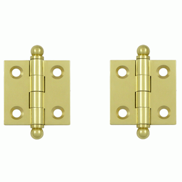 1 1/2 Inch x 1 1/2 Inch Solid Brass Cabinet Hinges (Polished Brass) DELTANA