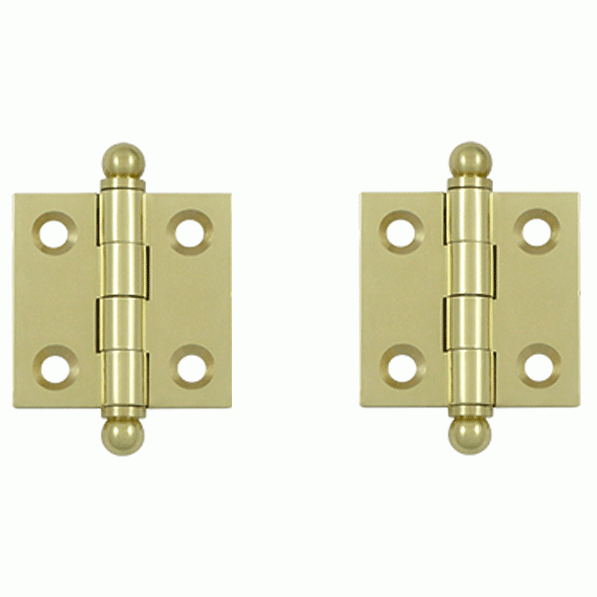 1 1/2 Inch x 1 1/2 Inch Solid Brass Cabinet Hinges (Unlacquered Brass Finish) DELTANA