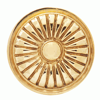 1 1/3" Solid Brass Round Vintage Fan Cabinet and Furniture Knob
