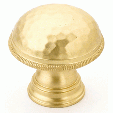 1 1/4 Inch Atherton Hammered Round Knob (Satin Brass Finish) SCHAUB