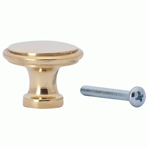 1 1/4 Inch Brass Flat Top Cabinet Knob (Lacquered Brass Finish) COPPER MOUNTAIN HARDWARE