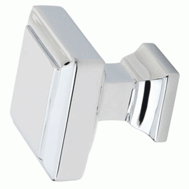 1 1/4 Inch Solid Brass Geometric Square Knob (Polished Chrome Finish) EMTEK