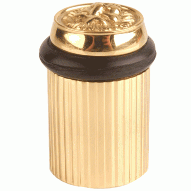 Lion Head 1 1/4 Inch Solid Brass Floor Mount Door Stop (Polished Brass Finish) COPPER MOUNTAIN HARDWARE