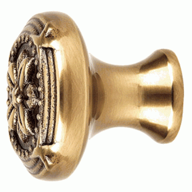 1 1/4 Inch Solid Brass Ribbon & Reed Cabinet Knob (Antique Brass Finish) EMTEK