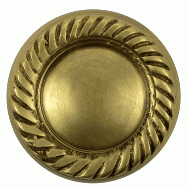 1 1/4 Inch Solid Brass Round Georgian Roped Border Knob (Antique Brass Finish) COPPER MOUNTAIN HARDWARE