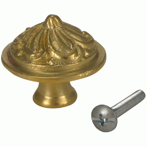 1 1/3 Inch Solid Brass Baroque / Rococo Knob (Lacquered Brass Finish) COPPER MOUNTAIN HARDWARE