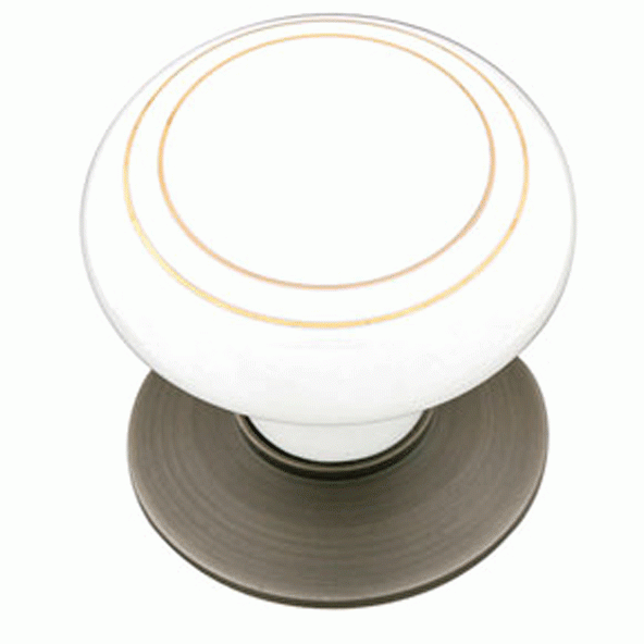 1 3/4 Inch Olde Gold Porcelain Cabinet Knob (Pewter Finish) EMTEK