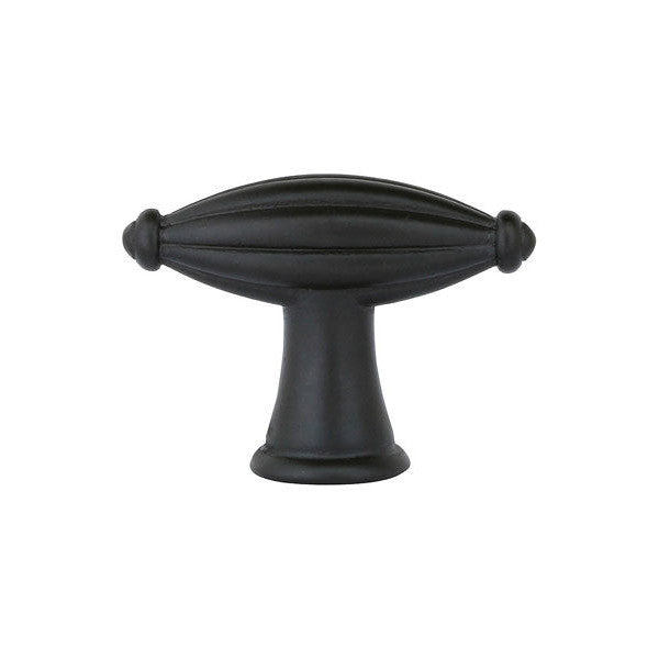 1 3/4 Inch Tuscany Bronze Fluted Finger Knob (Flat Black) EMTEK