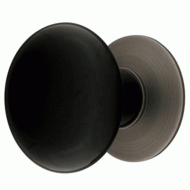 1 3/8 Inch Ebony Porcelain Cabinet Knob (Pewter Finish) EMTEK