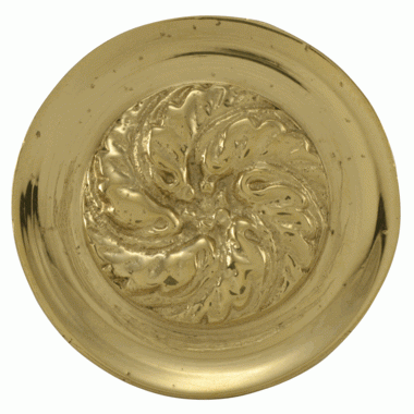 1 4/5 Inch Solid Brass Florid Leaf Knob (Lacquered Brass Finish) COPPER MOUNTAIN HARDWARE