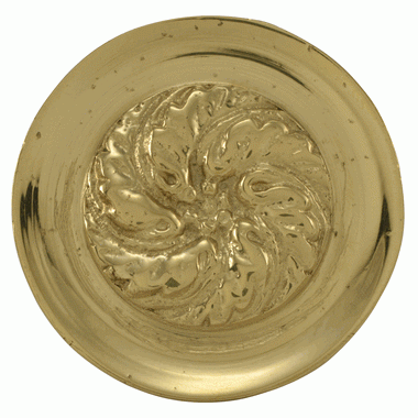 1 4/5 Inch Solid Brass Florid Leaf Knob (Polished Brass Finish) COPPER MOUNTAIN HARDWARE