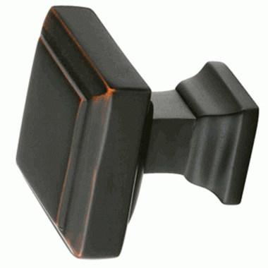 1 5/8 Inch Solid Brass Geometric Square Knob (Oil Rubbed Bronze Finish) EMTEK