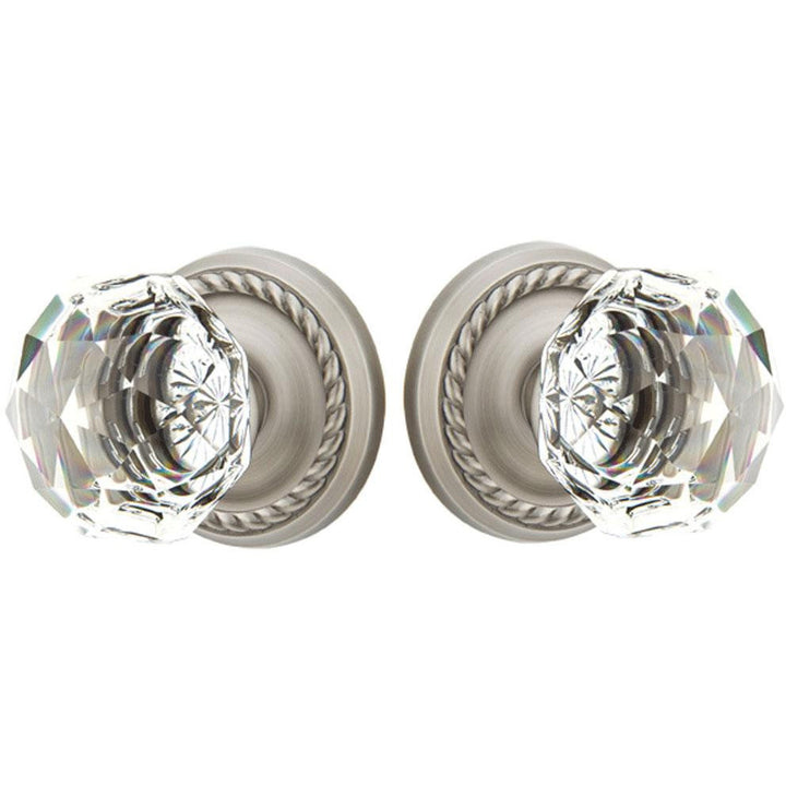 Diamond Crystal Door Knob Set With Rope Rosette (Several Finish Options) EMTEK