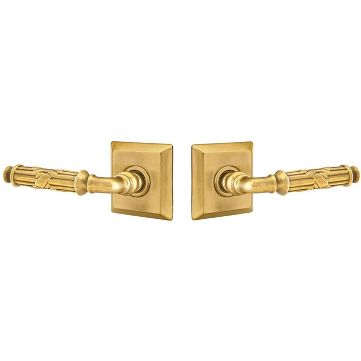 Solid Brass Ribbon & Reed Lever With Quincy Rosette (Many Finishes Available) EMTEK