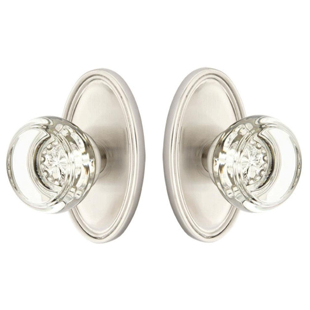 Emtek 820GT Georgetown Crystal Knobset with Brass Rosette Satin Nickel EMTEK