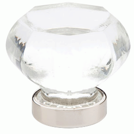 1 Inch Old Town Clear Cabinet Knob (Polished Nickel Finish) EMTEK