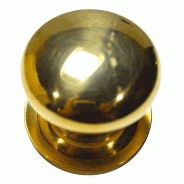 1 Inch Solid Brass Traditional Round Knob (Polished Brass Finish) COPPER MOUNTAIN HARDWARE