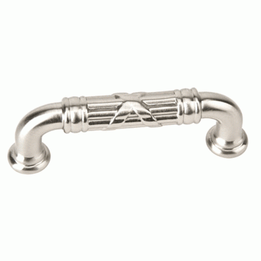 10 5/8 Inch (10 Inch c-c) Solid Brass Ribbon & Reed Fixed Pull - Estate (Brushed Nickel Finish) EMTEK