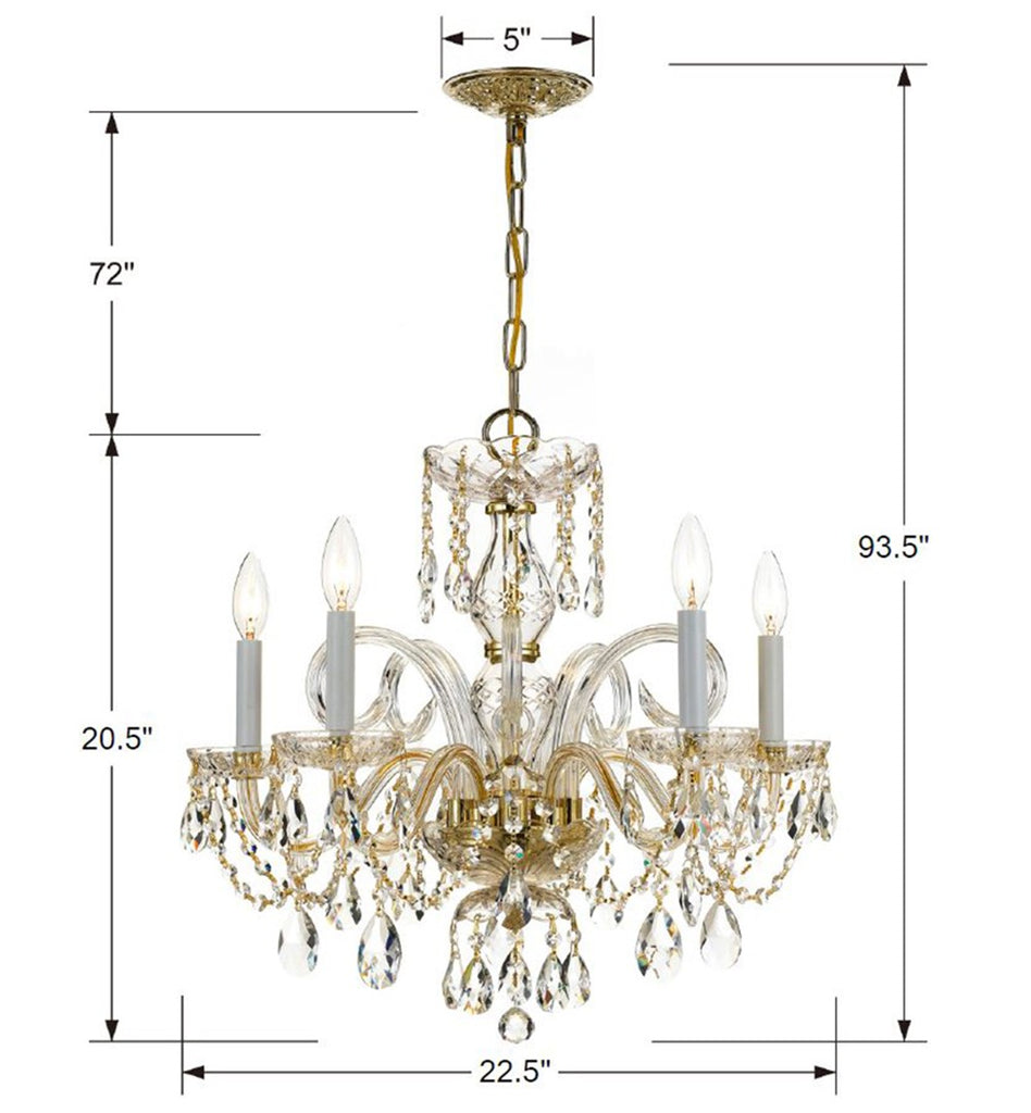 Crystorama Crystorama Traditional Crystal 5 Light Hand Cut Crystal Polished Chrome Chandelier