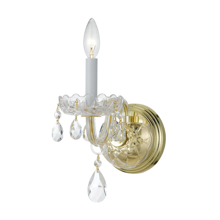 Traditional Crystal 1 Light Spectra Crystal Polished Brass Sconce Crystorama