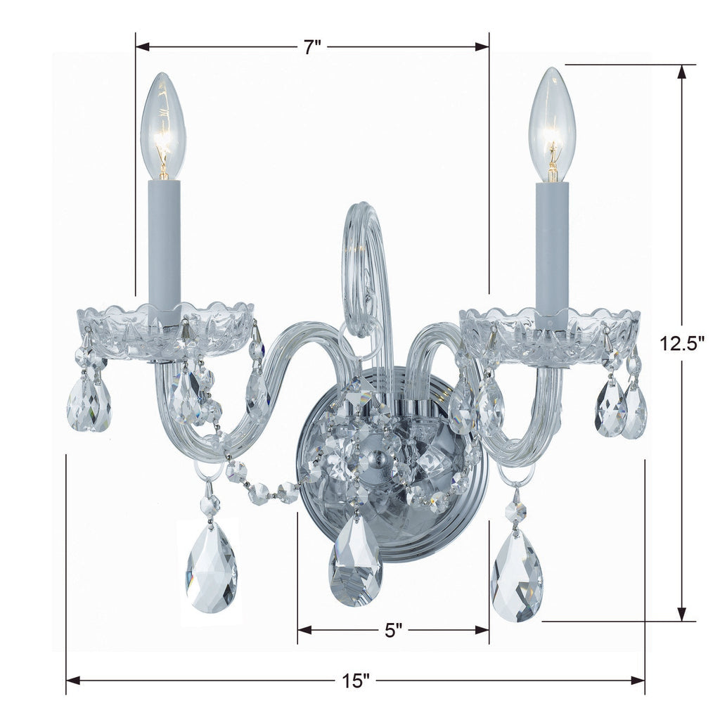 Traditional Crystal 2 Light Spectra Crystal Polished Chrome Sconce Crystorama