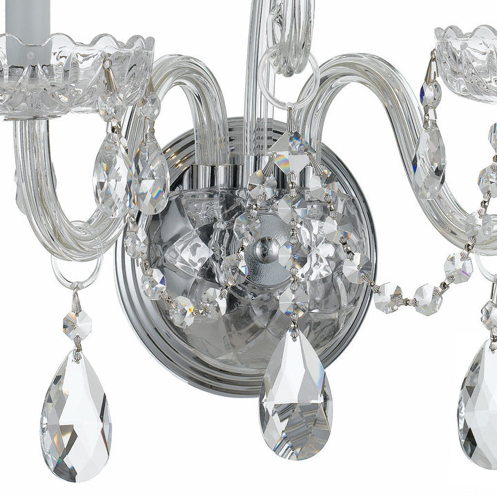 Traditional Crystal 2 Light Swarovski Strass Crystal Polished Chrome Sconce Crystorama