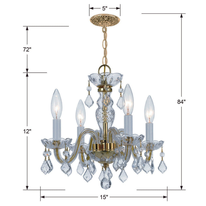 Crystorama Crystorama Traditional Crystal 4 Light Hand Cut Crystal Polished Brass Mini Chandelier
