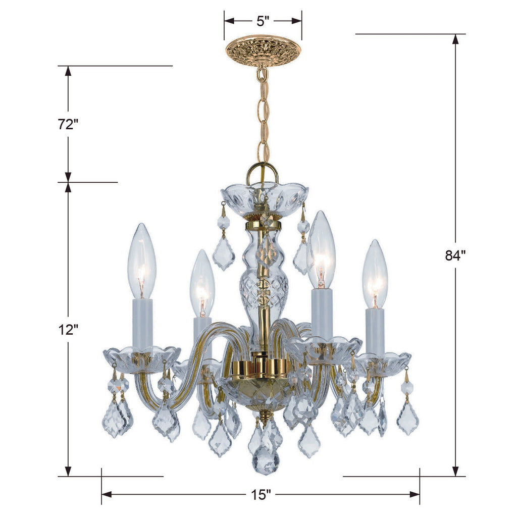 Crystorama Crystorama Traditional Crystal 4 Light Swarovski Strass Crystal Polished Brass Mini Chandelier