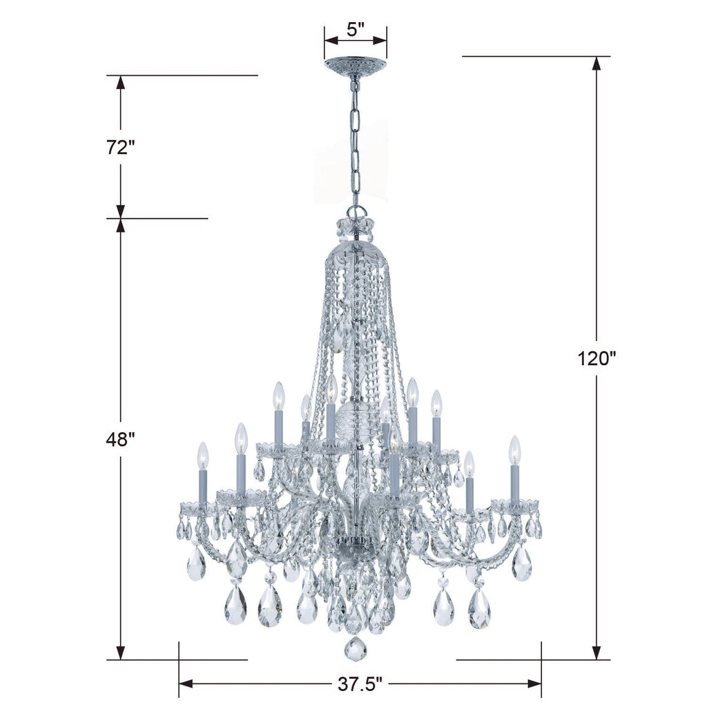 Crystorama Crystorama Traditional Crystal 12 Light Hand Cut Crystal Polished Chrome Chandelier