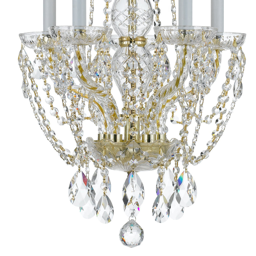 Crystorama Crystorama Traditional Crystal 5 Light Hand Cut Crystal Polished Brass Mini Chandelier