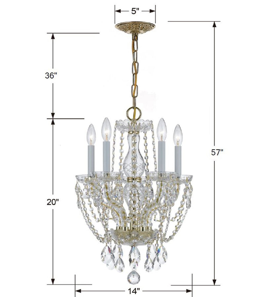 Crystorama Crystorama Traditional Crystal 5 Light Hand Cut Crystal Polished Brass Mini Chandelier