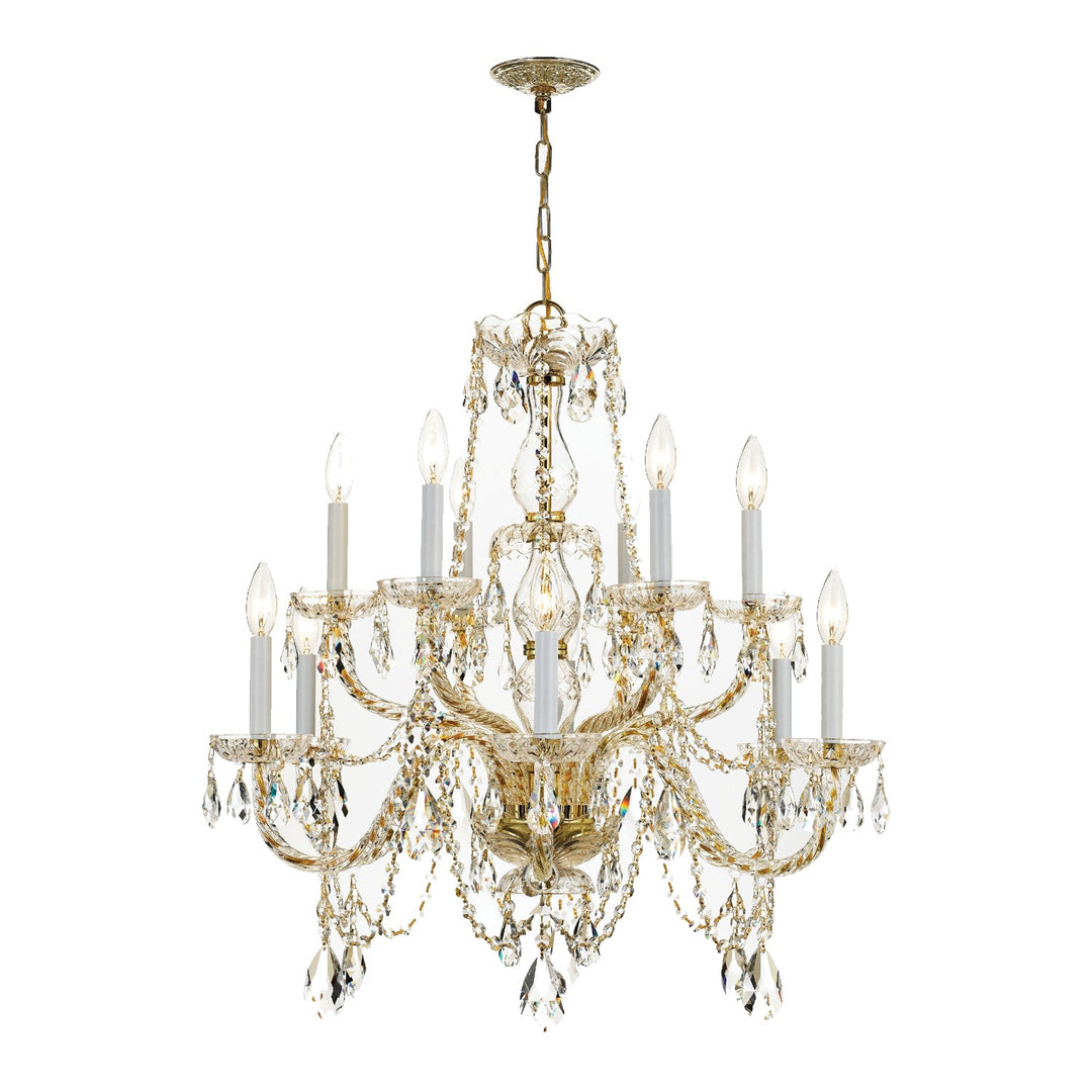 Crystorama Crystorama Traditional Crystal 12 Light Hand Cut Crystal Polished Brass Chandelier