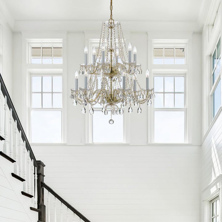 Crystorama Crystorama Traditional Crystal 12 Light Hand Cut Crystal Polished Brass Chandelier