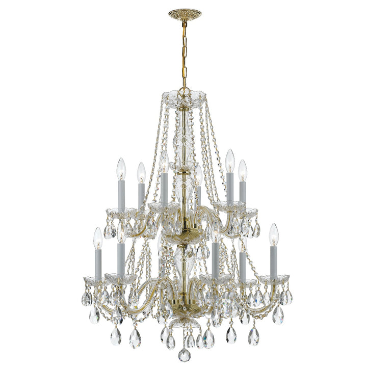 Crystorama Crystorama Traditional Crystal 12 Light Swarovski Strass Crystal Polished Brass Chandelier