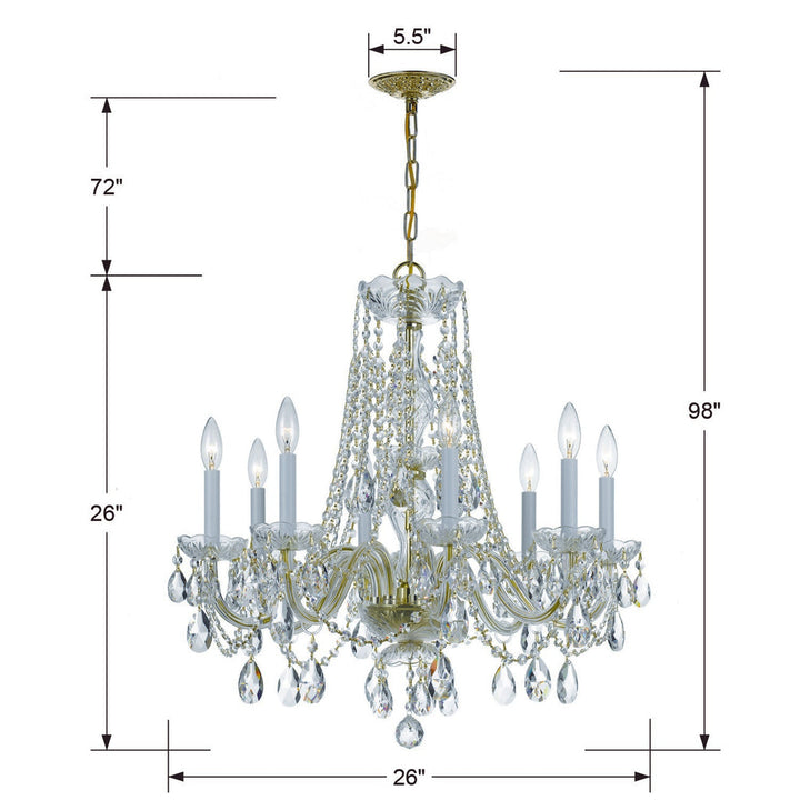 Crystorama Crystorama Traditional Crystal 8 Light Swarovski Strass Crystal Polished Brass Chandelier