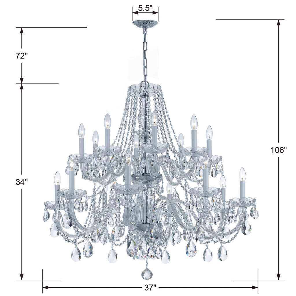 Crystorama Crystorama Traditional Crystal 16 Light Swarovski Strass Crystal Polished Chrome Crystal Chandelier