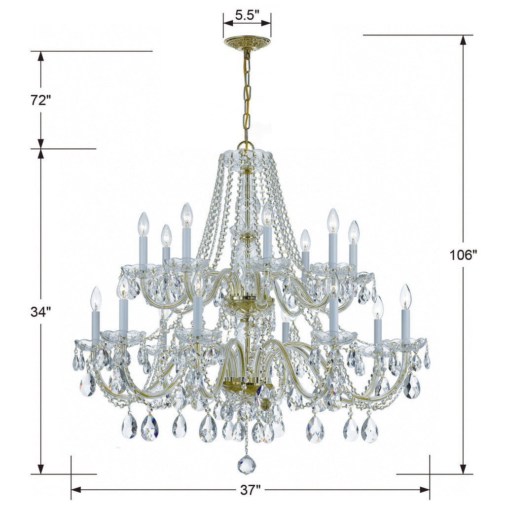 Crystorama Crystorama Traditional Crystal 16 Light Hand Cut Crystal Polished Brass Chandelier