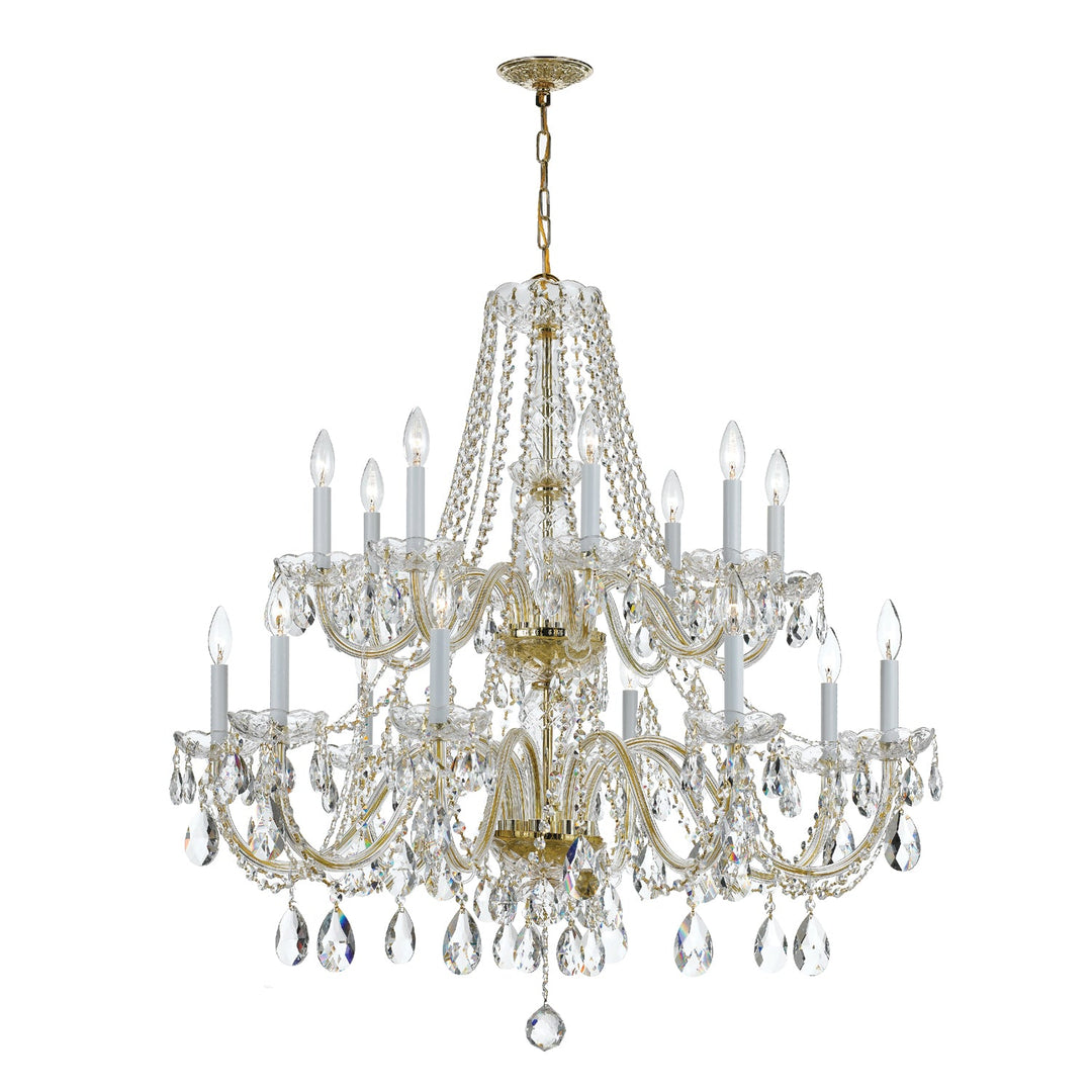 Traditional Crystal 16 Light Swarovski Strass Crystal Polished Brass Chandelier Crystorama