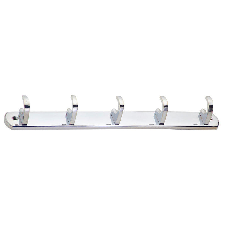 12 Inch 5 Hook Coat Rack (Polished Chrome Finish) COPPER MOUNTAIN HARDWARE