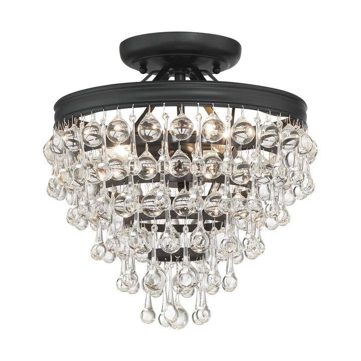 Crystorama Crystorama Calypso 3 Light Matte Black Semi Flush Mount