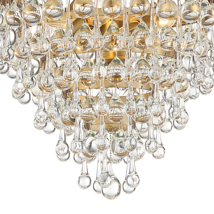 Crystorama Crystorama Calypso 3 Light Crystal Teardrop Vibrant Gold Mini Chandelier