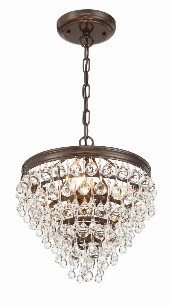 Crystorama Crystorama Calypso 3 Light Crystal Teardrop Vibrant Bronze Mini Chandelier