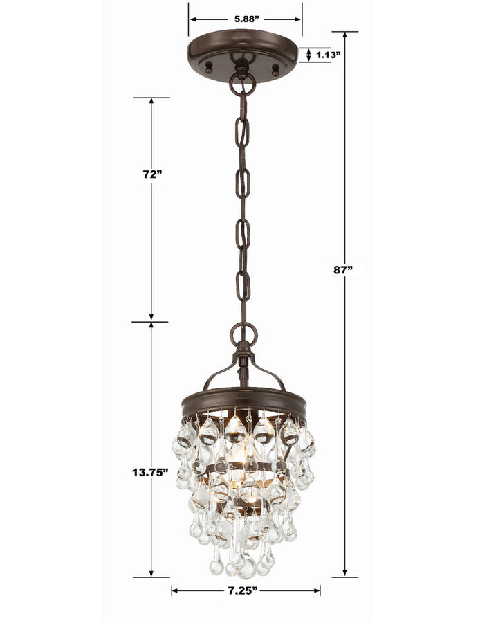 Crystorama Crystorama Calypso 1 Light Crystal Teardrop Vibrant Bronze Mini Pendant