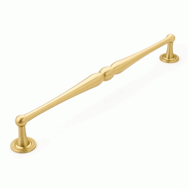 15 3/4 Inch (15 Inch c-c) Atherton Plain Footplate Pull (Satin Brass Finish) SCHAUB